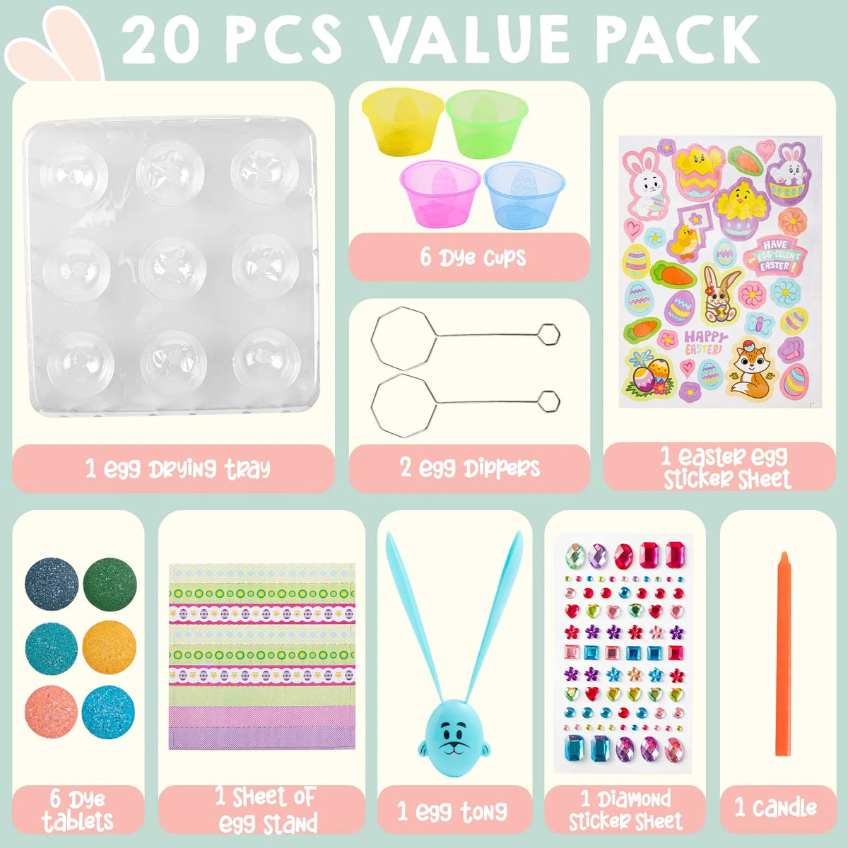20-Piece DIY Easter Egg Decorating Kit
