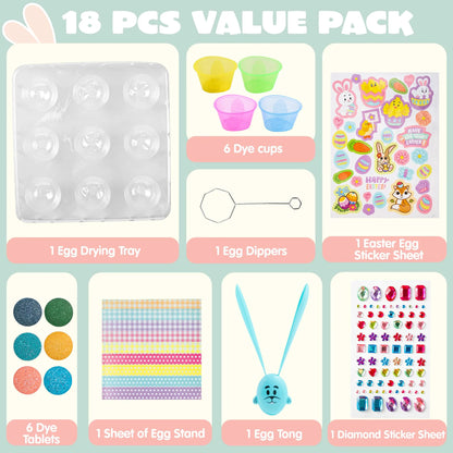 20-Piece DIY Easter Egg Decorating Kit for Kids' Parties and Craft Activities