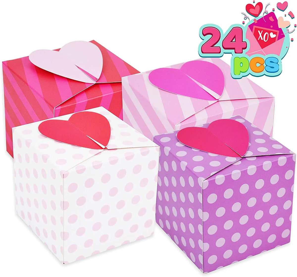 24-Pack Valentine's Heart-Shaped Treat Boxes for Kids