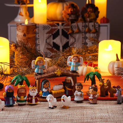 24-Piece Christmas Nativity Playset Figurines for Kids Toddlers Xmas Gift