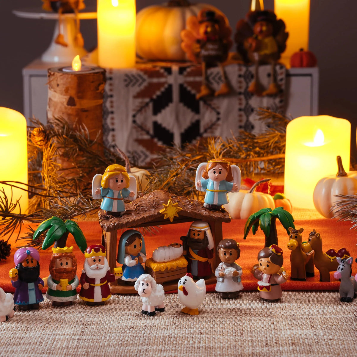 24-Piece Christmas Nativity Playset Figurines for Kids Toddlers Xmas Gift