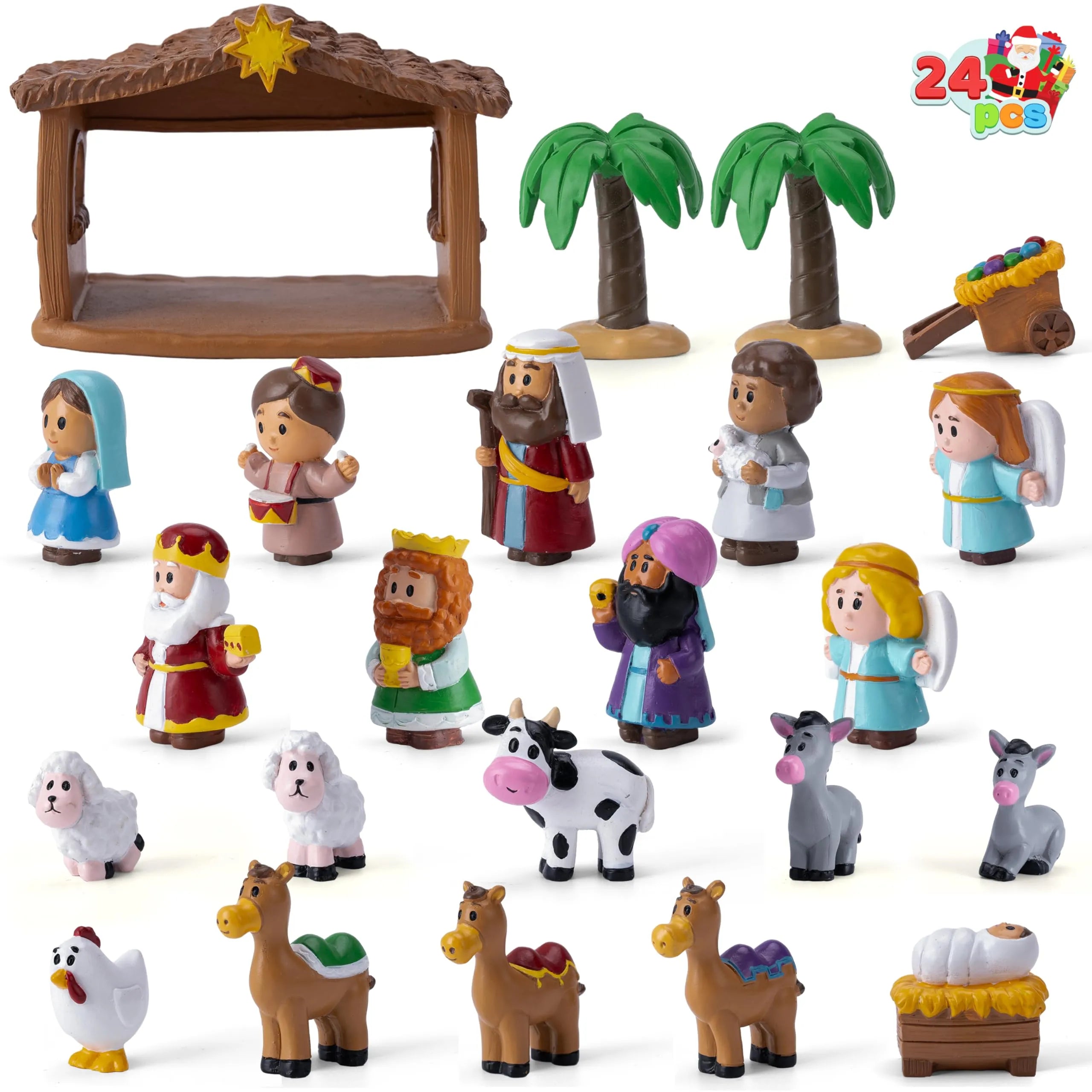 24-Piece Christmas Nativity Playset Figurines for Kids Toddlers Xmas Gift