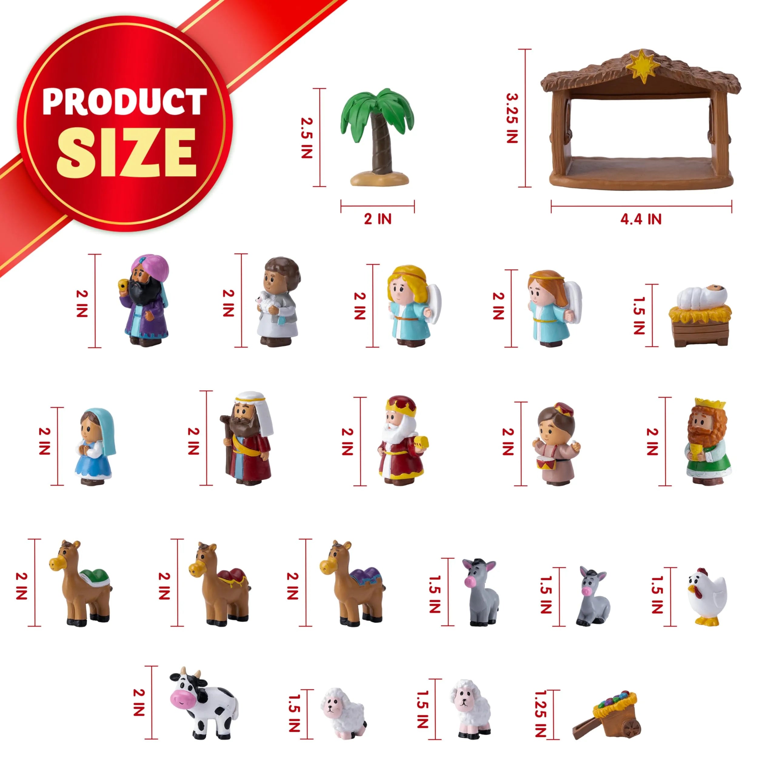 24-Piece Christmas Nativity Playset Figurines for Kids Toddlers Xmas Gift