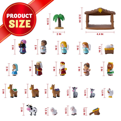 24-Piece Christmas Nativity Playset Figurines for Kids Toddlers Xmas Gift