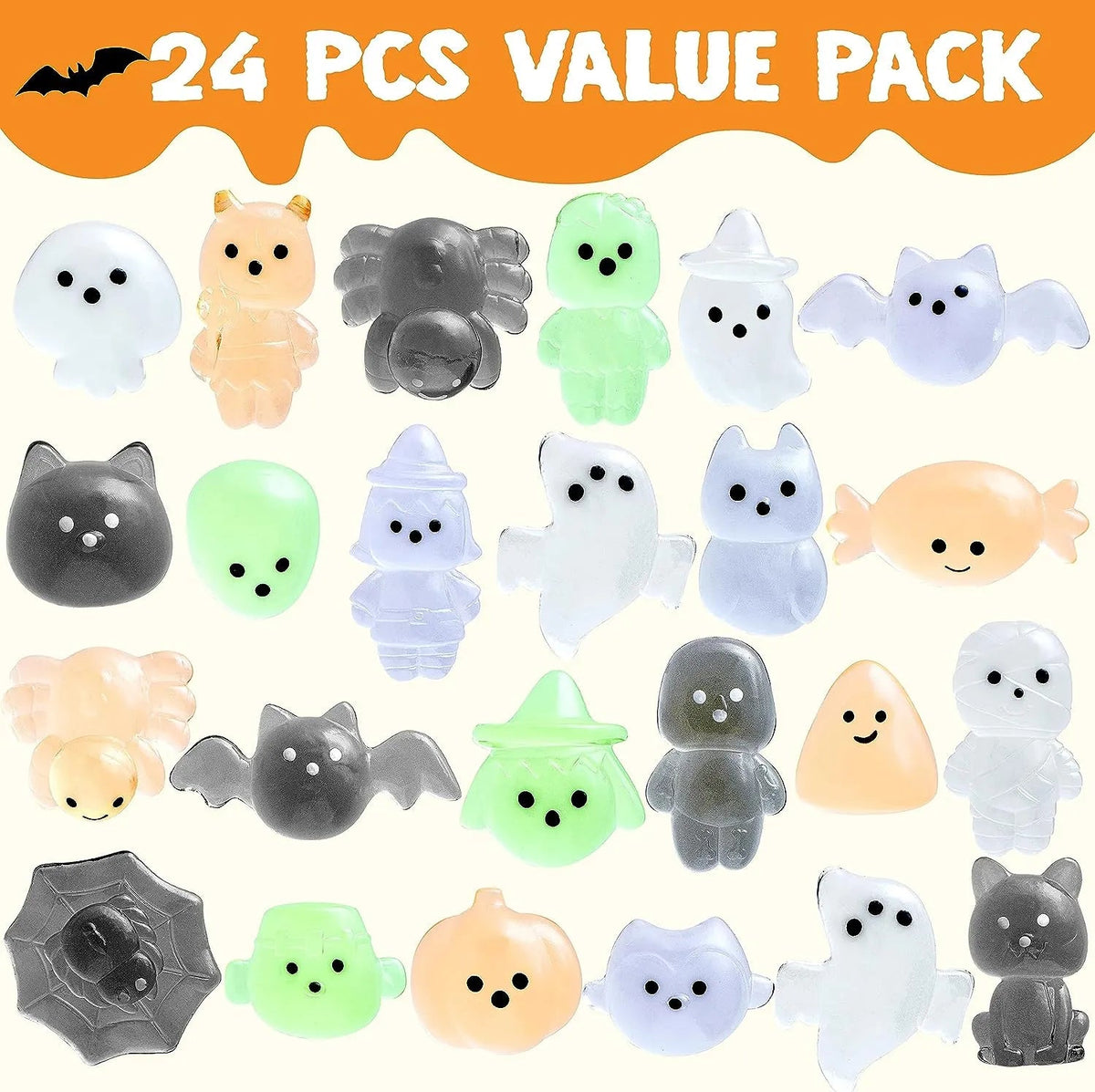 24 Pack Halloween Squishy Toys