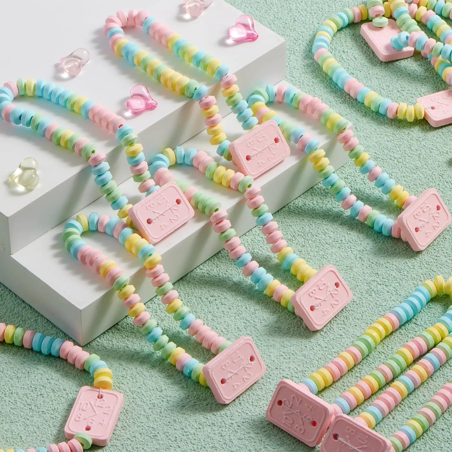 24 Valentine's Day Bracelet Candy, Individually Wrapped Color Snacks for Kids