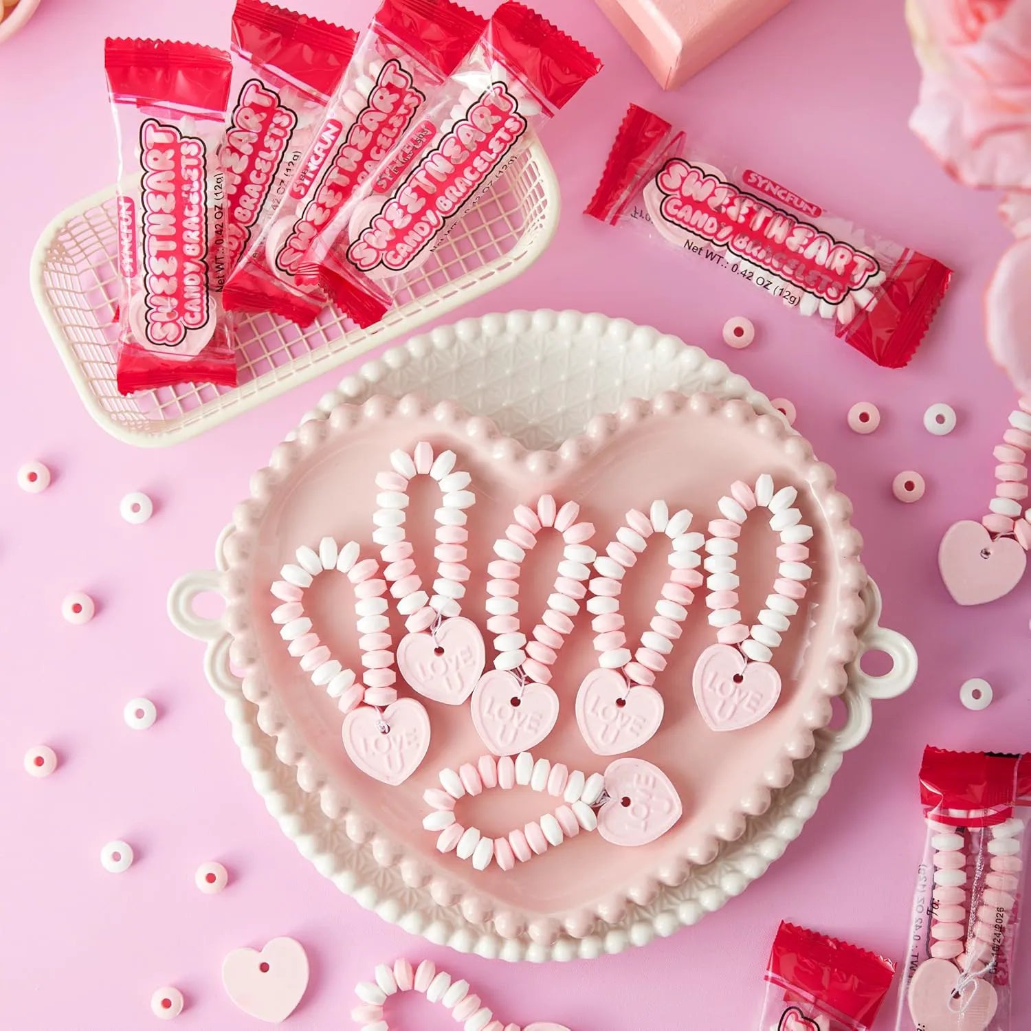 24-Pack Valentine's Day Candy Bracelets - Party Favors, Holiday Rewards
