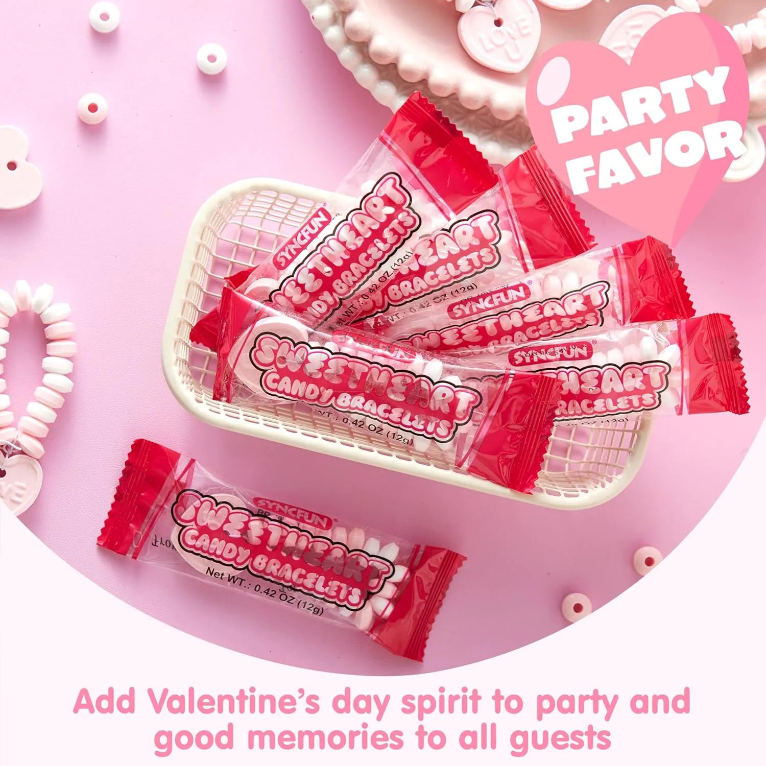 24-Pack Valentine's Day Candy Bracelets - Party Favors, Holiday Rewards