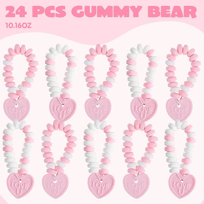 24-Pack Valentine's Day Candy Bracelets - Party Favors, Holiday Rewards