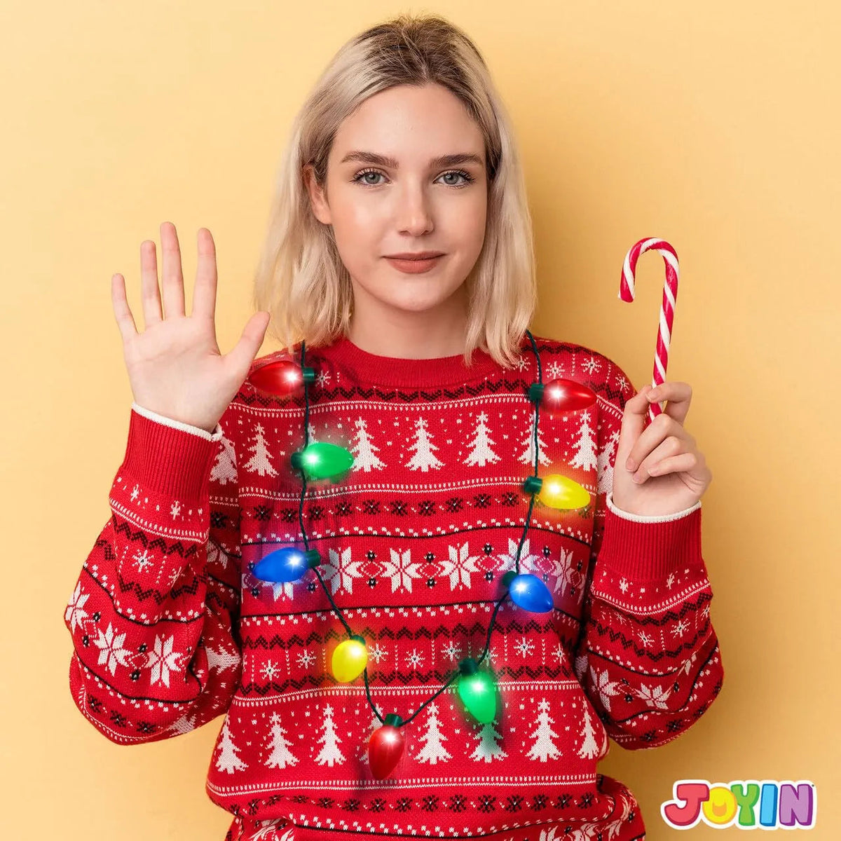 24-Pack Christmas LED Light-Up Bulb Necklaces (9 LEDs Each) - Costume Accessories