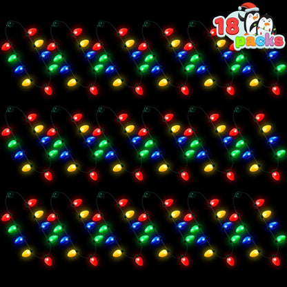 24-Pack Christmas LED Light-Up Bulb Necklaces (9 LEDs Each) - Costume Accessories