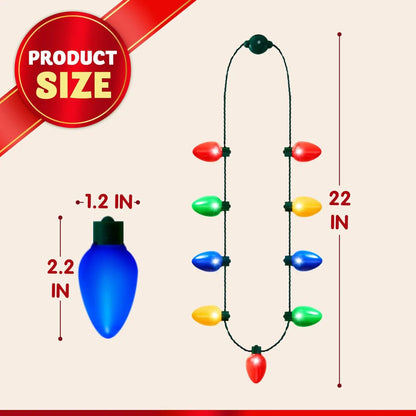 24-Pack Christmas LED Light-Up Bulb Necklaces (9 LEDs Each) - Costume Accessories