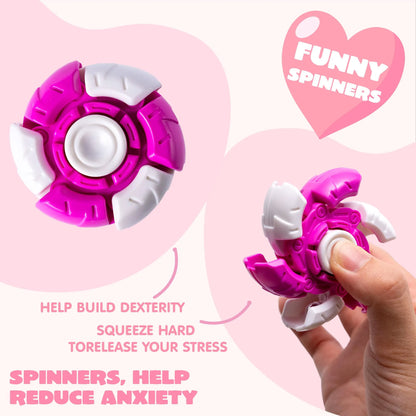 24-Pack Valentine's Day Plastic Fidget Spinners with 6 Design Gift Cards
