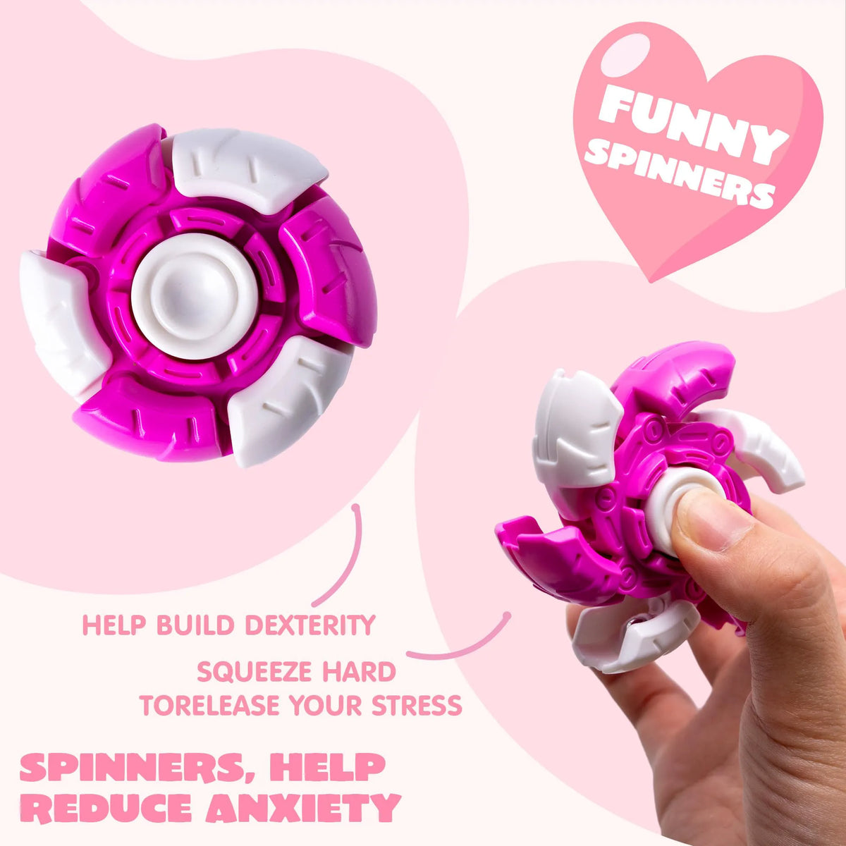 24-Pack Valentine's Day Plastic Fidget Spinners with 6 Design Gift Cards