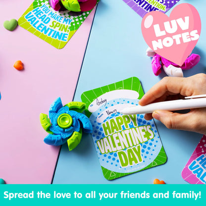 24-Pack Valentine's Day Plastic Fidget Spinners with 6 Design Gift Cards