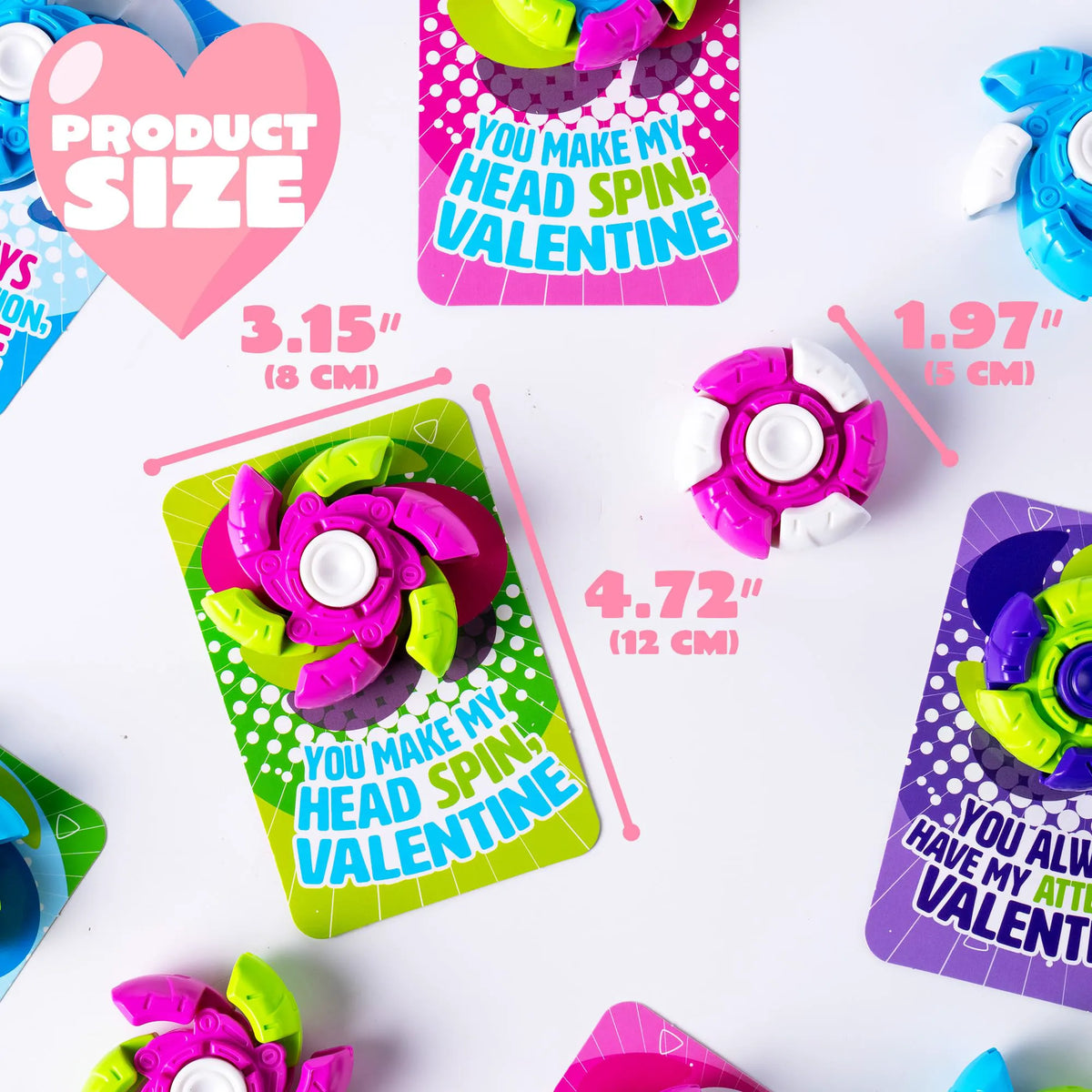 24-Pack Valentine's Day Plastic Fidget Spinners with 6 Design Gift Cards