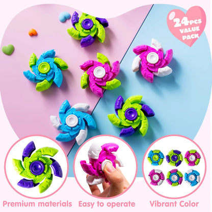 24-Pack Valentine's Day Plastic Fidget Spinners with 6 Design Gift Cards