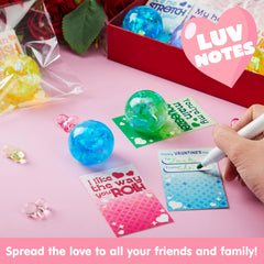 24-Pack Valentine's Day Stretchy Balls with Cards, Classroom Exchange Gift for Kids