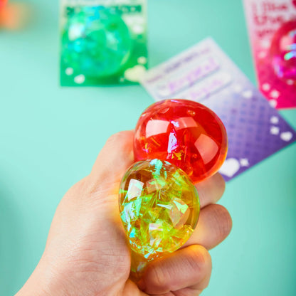 24-Pack Valentine's Day Stretchy Balls with Cards, Classroom Exchange Gift for Kids