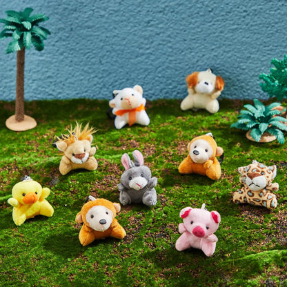 24 Animal Plush Toy Keychains in Heart Box with Valentine's Day Cards for Kids Classroom Exchange Gifts