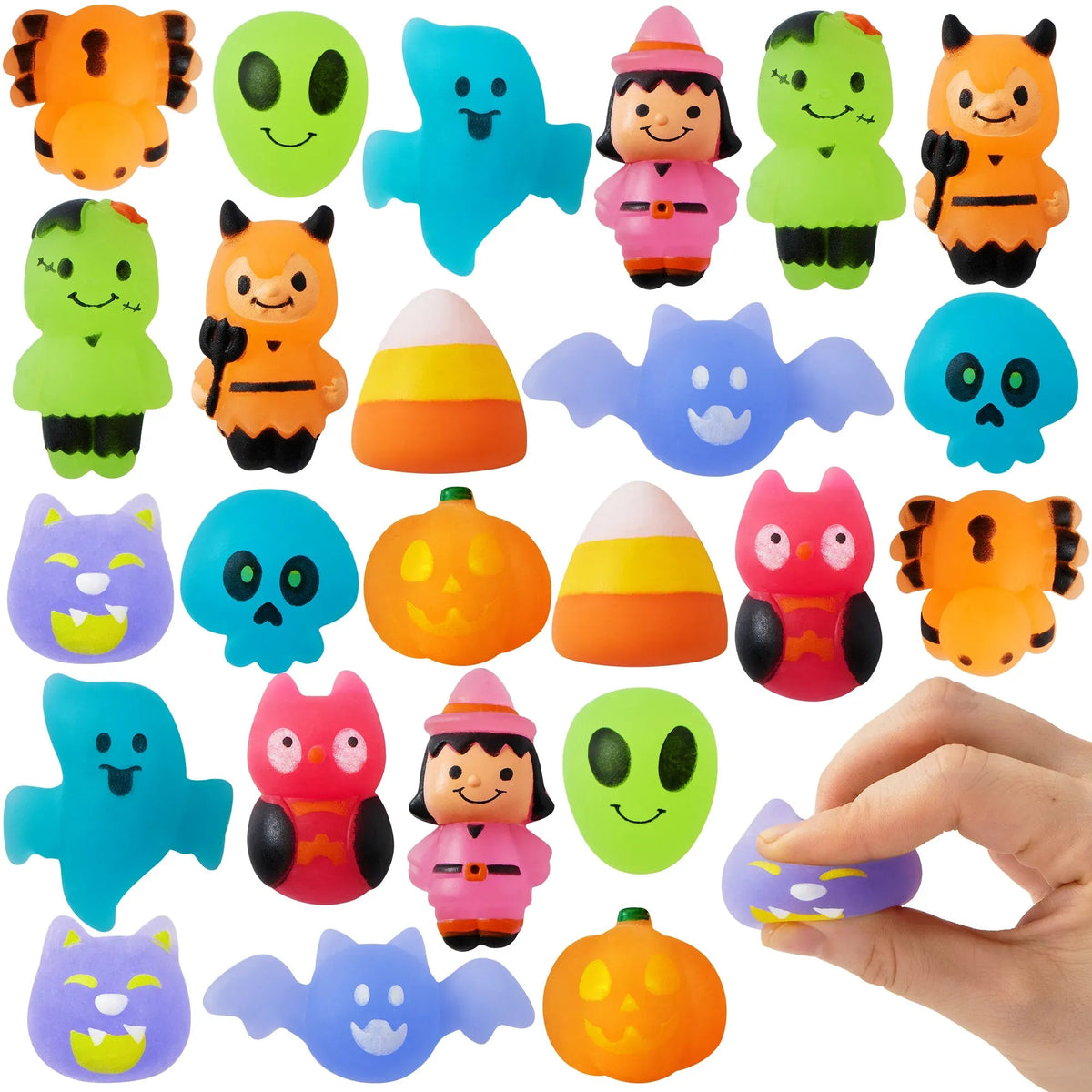24 Glow-in-the-Dark Halloween Mochi Squishy Toys