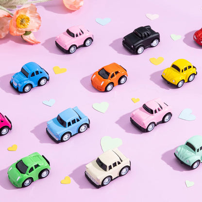 24Pcs Kids Valentine's Cards with Pull Back Car Vehicle Toys - Classroom Exchange Gifts