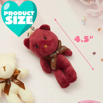 24 Kids Valentine's Cards with Mini Bear Plush Keychains in Boxes - Classroom Exchange Gifts