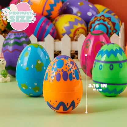 24 Pack 3.15 Inch Printed Empty Easter Eggs for Hunt & Party