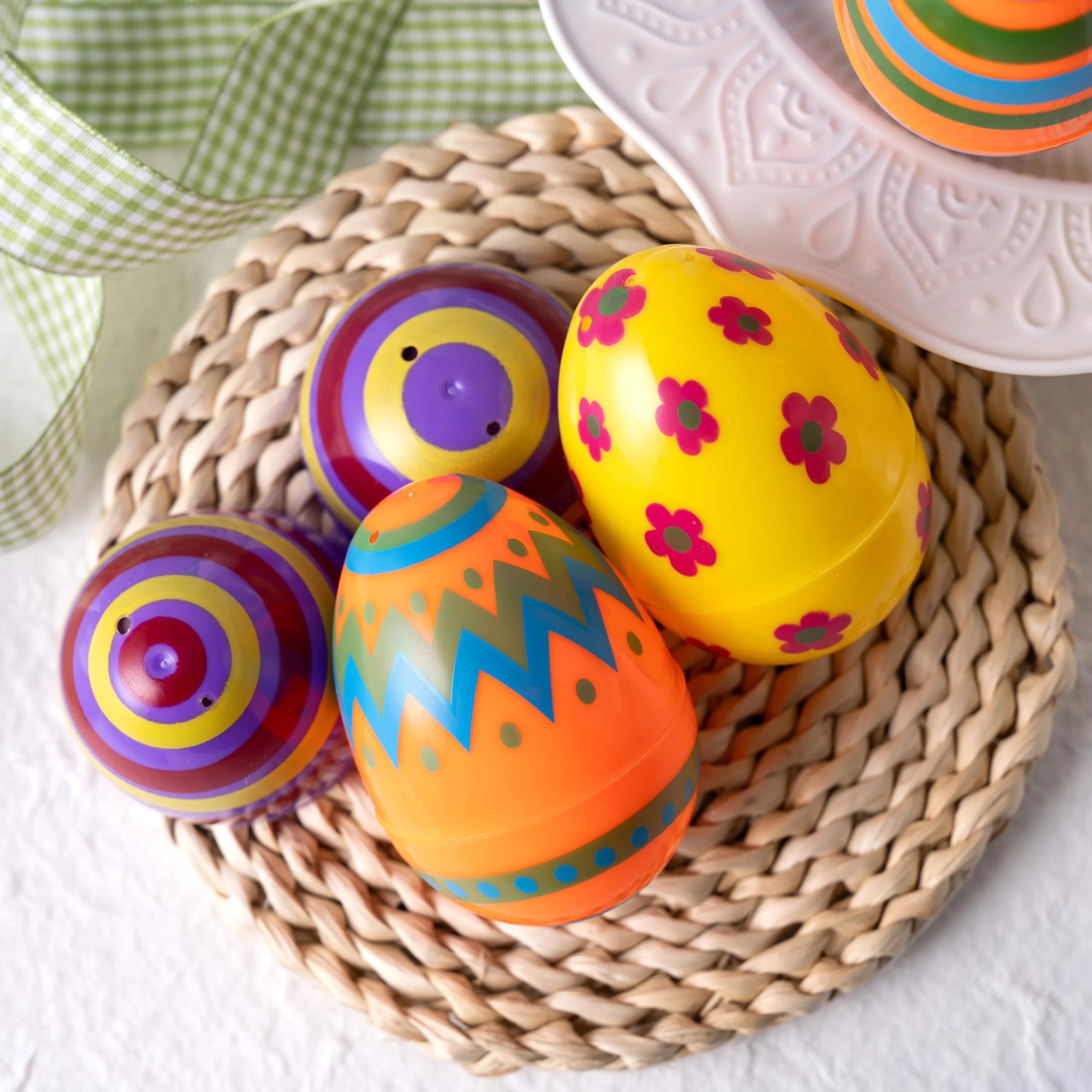 24 Pack 3.15 Inch Colorful Plastic Easter Egg Shells, Fillable Empty Eggs Bulk for Easter Egg Hunt