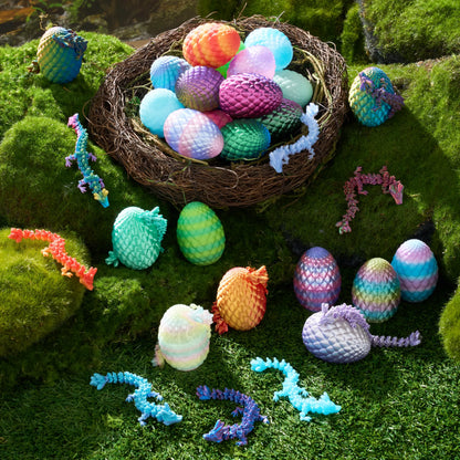 24 Pcs 3D Printed Articulated Dragon Eggs for Easter Party, Egg Hunt & Classroom Prizes