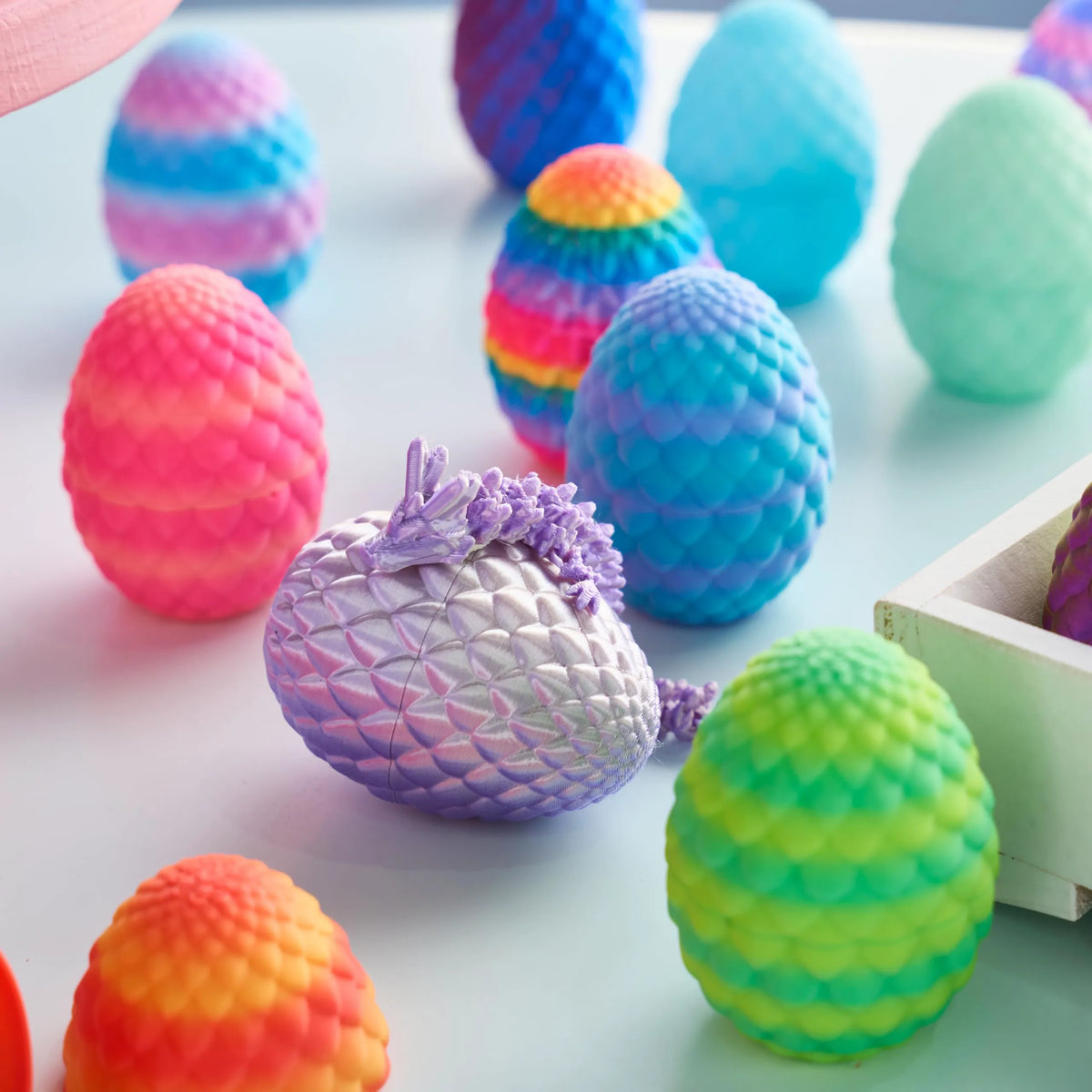 24 Pcs 3D Printed Articulated Dragon Eggs for Easter Party, Egg Hunt & Classroom Prizes