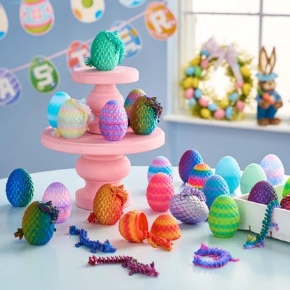 24 Pcs 3D Printed Articulated Dragon Eggs for Easter Party, Egg Hunt & Classroom Prizes