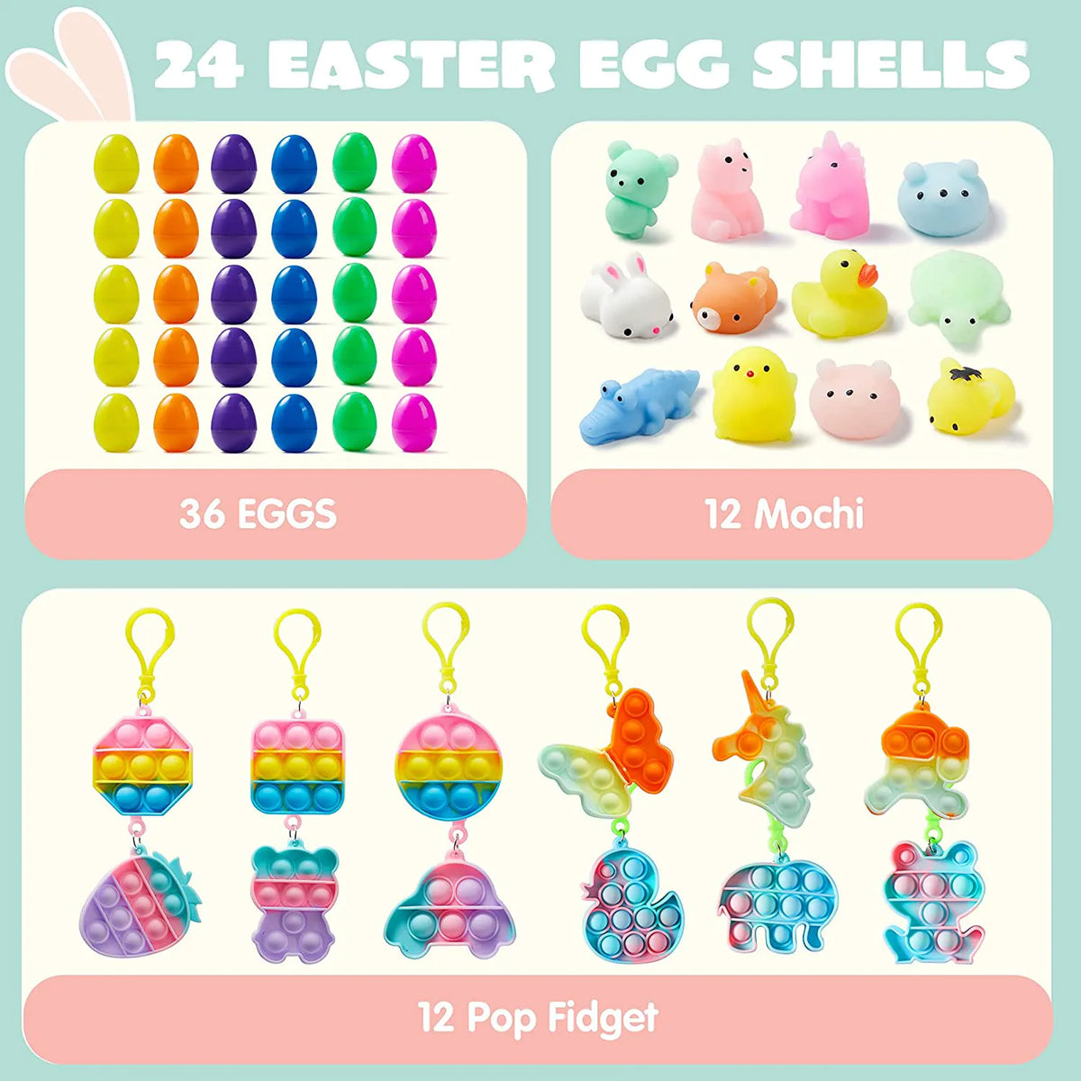 24-Pack Assorted Prefilled Easter Eggs (2.36 Inches)