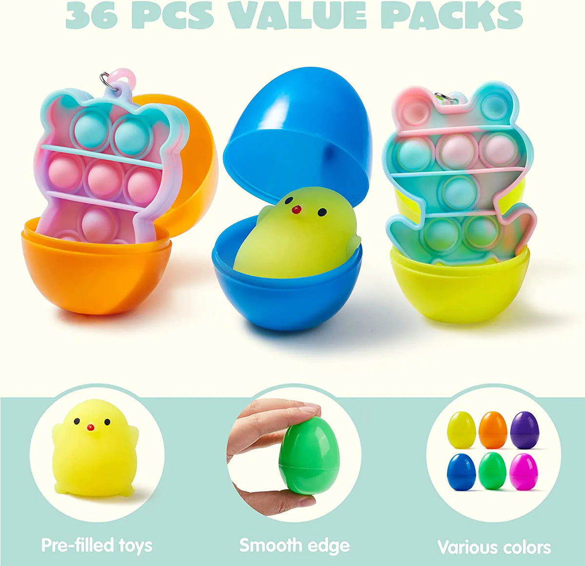 24-Pack Assorted Prefilled Easter Eggs (2.36 Inches)
