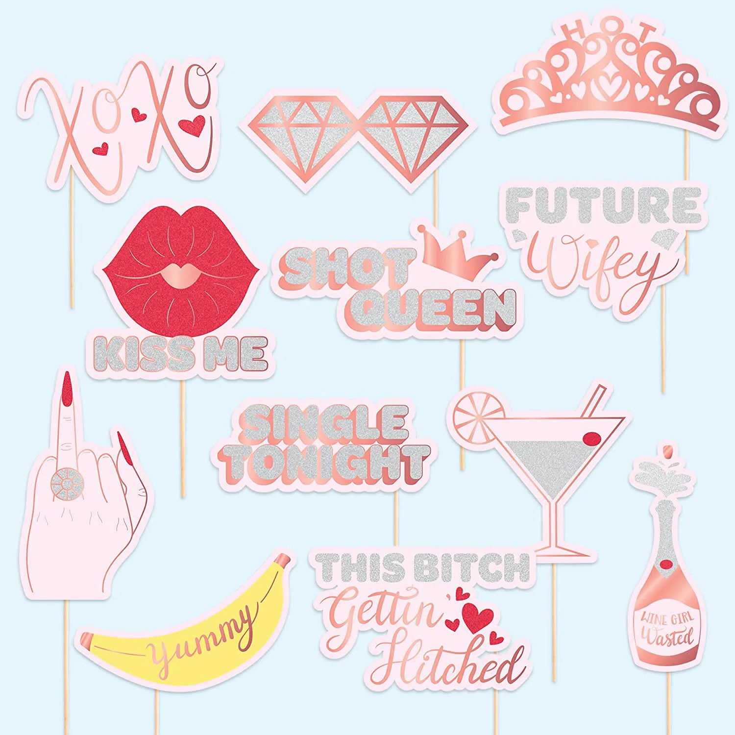 24-Piece Bachelorette Photo Booth Props Set