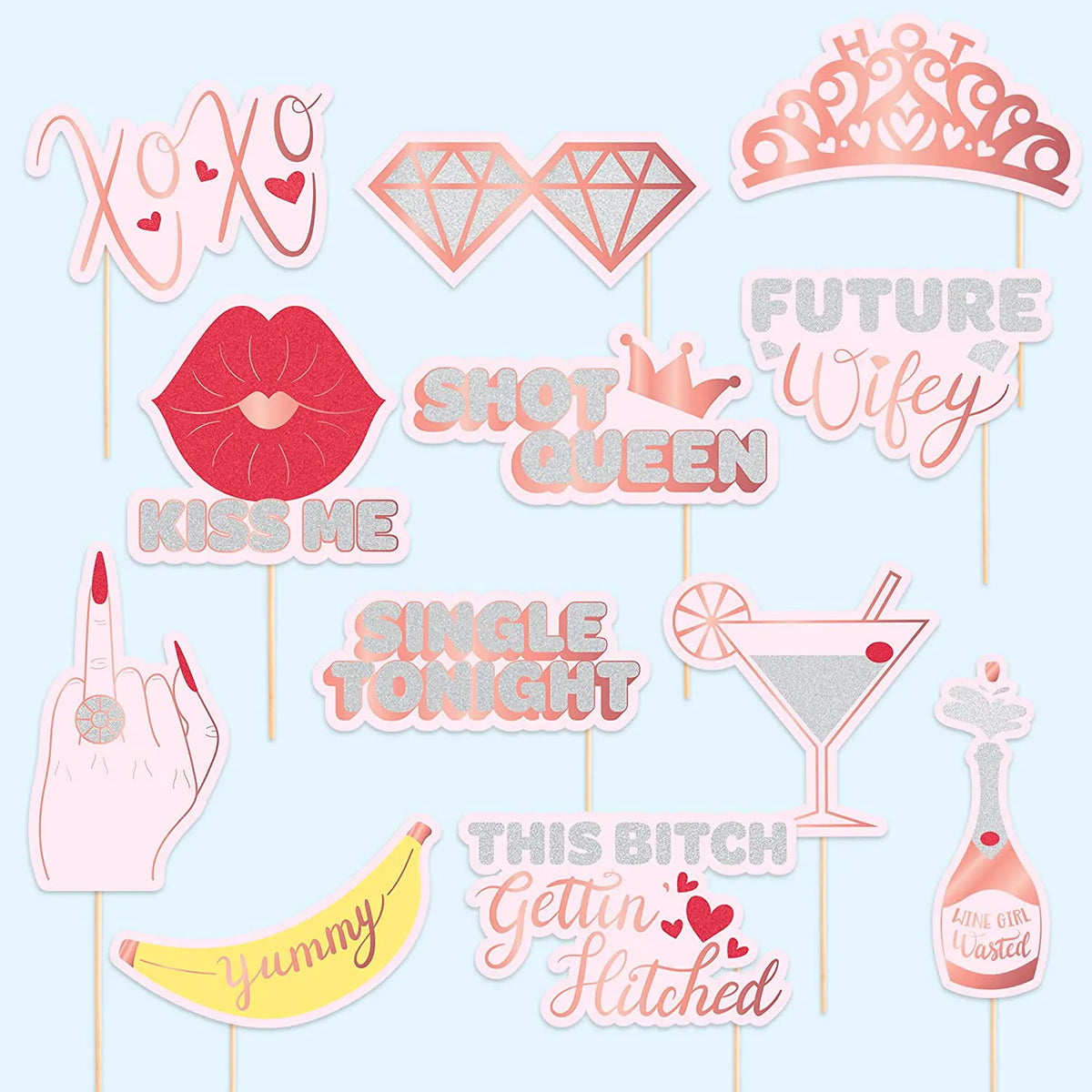 24-Piece Bachelorette Photo Booth Props Set