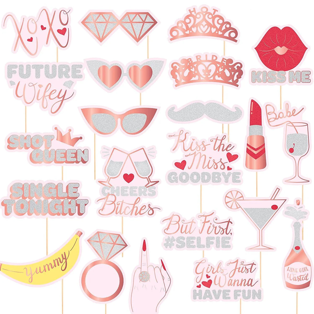 24-Piece Bachelorette Photo Booth Props Set