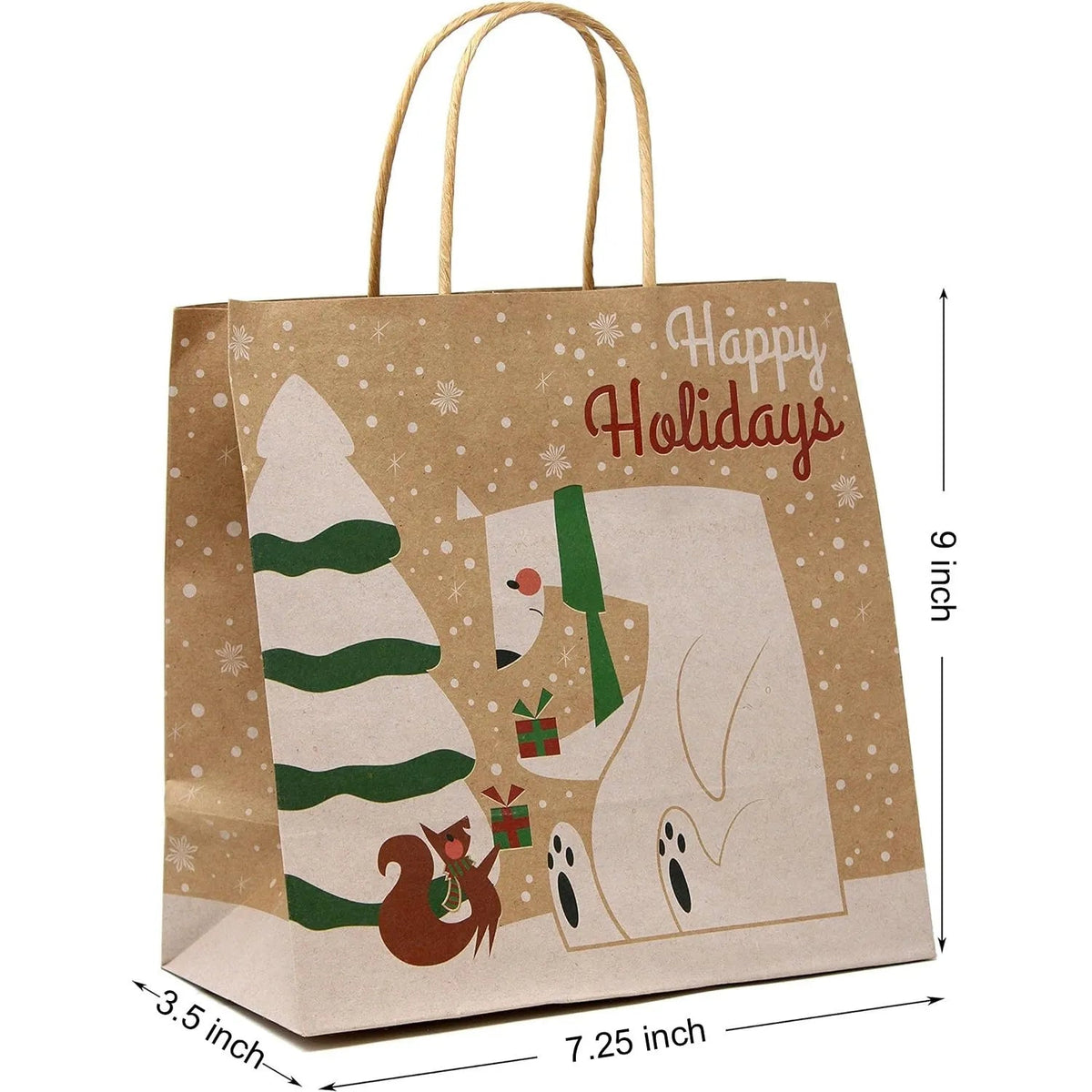 24 Pack Christmas Kraft Gift Bags with Assorted Holiday Prints