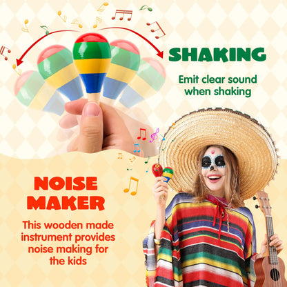 24-Pack Cinco de Mayo Mini Wooden Maracas for Kids