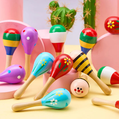 24-Pack Cinco de Mayo Mini Wooden Maracas for Kids