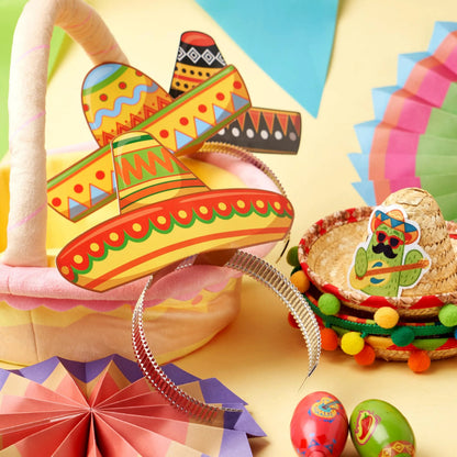 24 Cinco de Mayo Sombrero Headbands for Mexican Fiesta Party