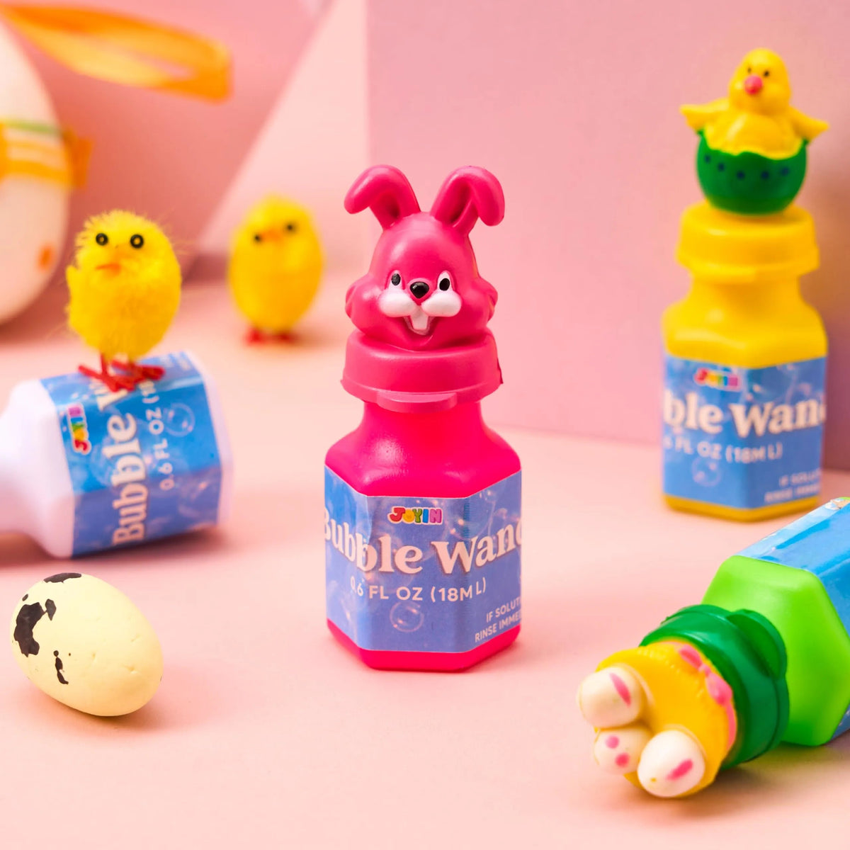 24-Pack Easter Bubble Wands - 8 Designs Featuring Animal and Easter Egg Characters