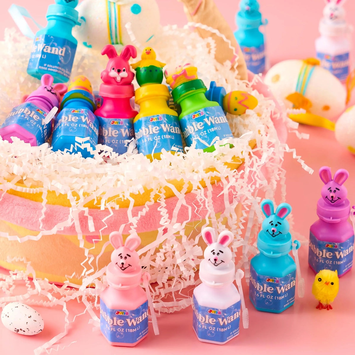 24-Pack Easter Bubble Wands - 8 Designs Featuring Animal and Easter Egg Characters