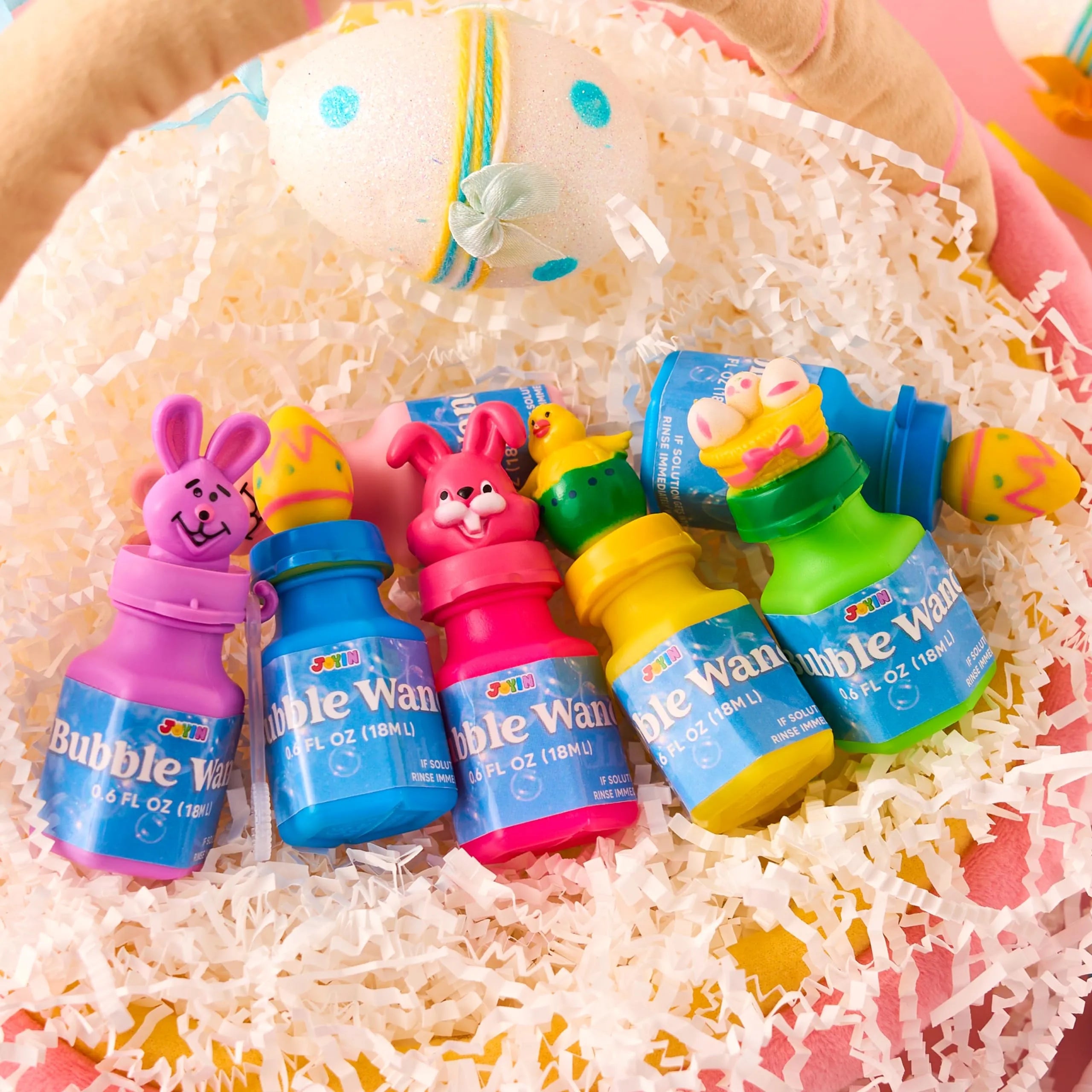 24-Pack Easter Bubble Wands - 8 Designs Featuring Animal and Easter Egg Characters