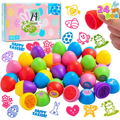 24 Easter Egg Stampers for Egg Hunt, Party Favors, and Classroom Prizes