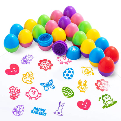 24 Easter Egg Stampers for Egg Hunt, Party Favors, and Classroom Prizes