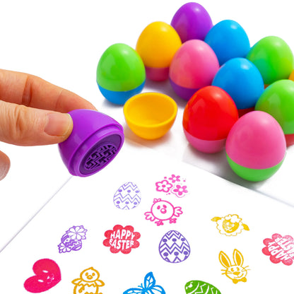24 Easter Egg Stampers for Egg Hunt, Party Favors, and Classroom Prizes