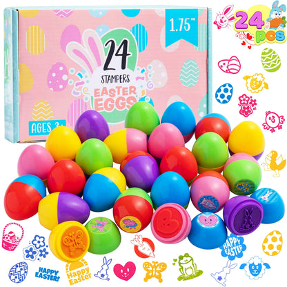 24 Easter Egg Stampers for Egg Hunt, Party Favors, and Classroom Prizes