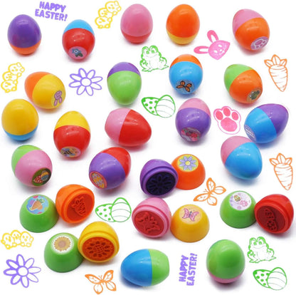 24 Easter Egg Stampers for Egg Hunt, Party Favors, and Classroom Prizes