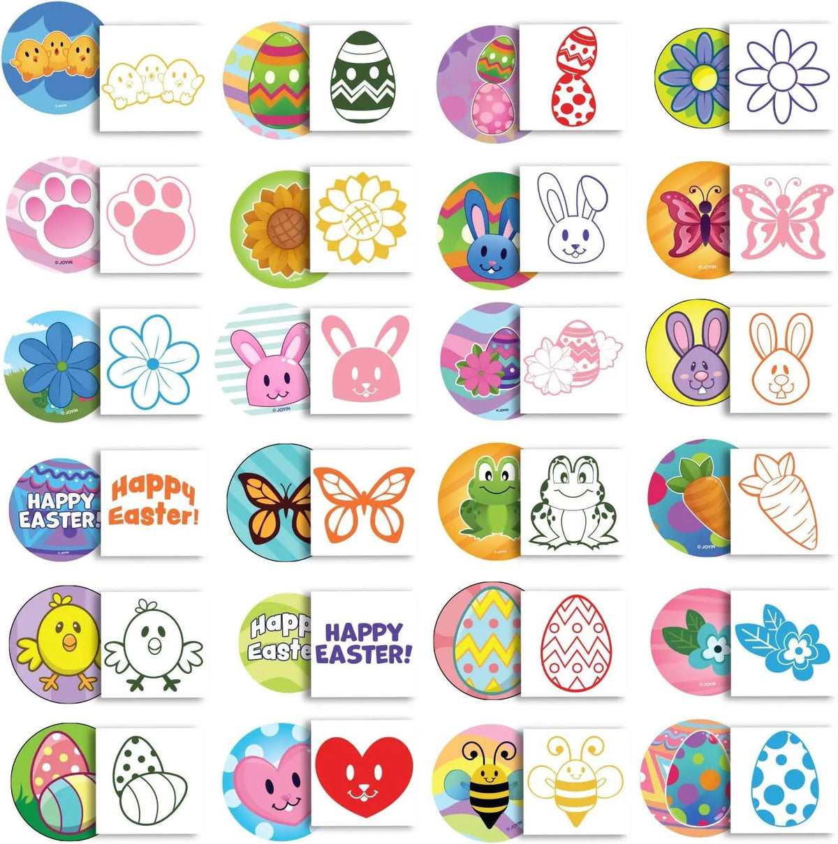 24 Easter Egg Stampers for Egg Hunt, Party Favors, and Classroom Prizes